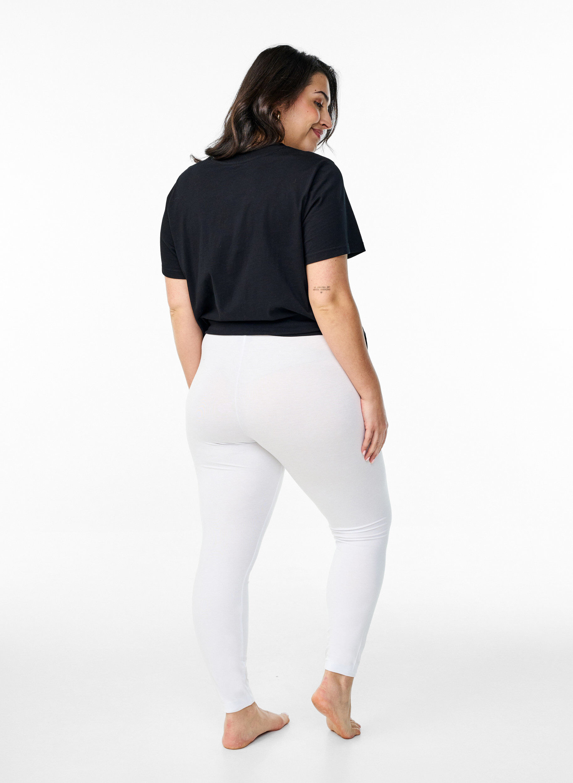 ZizziBasic leggings i viskos, Vit, Model image number 2