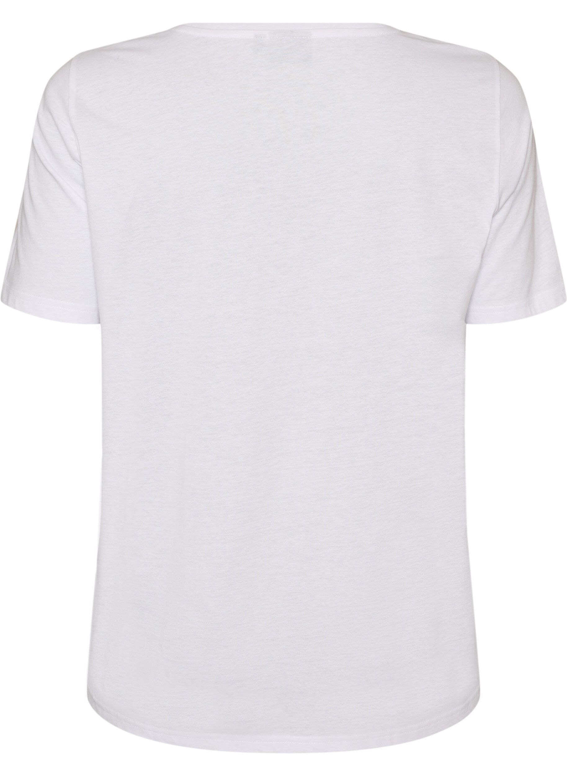 ZizziT-shirt med tryck, Vit, Packshot image number 1
