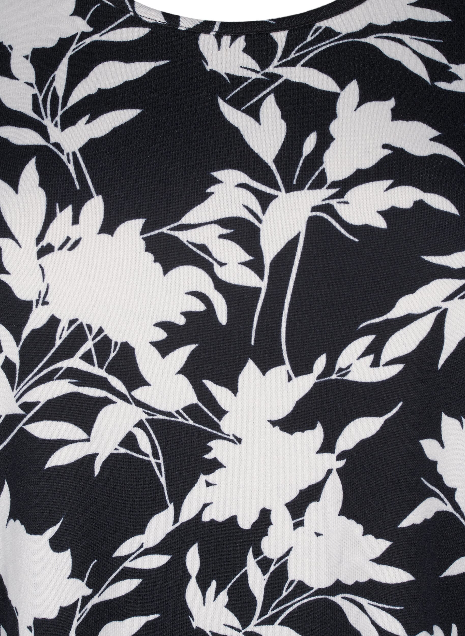 Zizzi M&ouml;nstrad blus med l&aring;nga &auml;rmar, Bl&aring;, Packshot image number 2