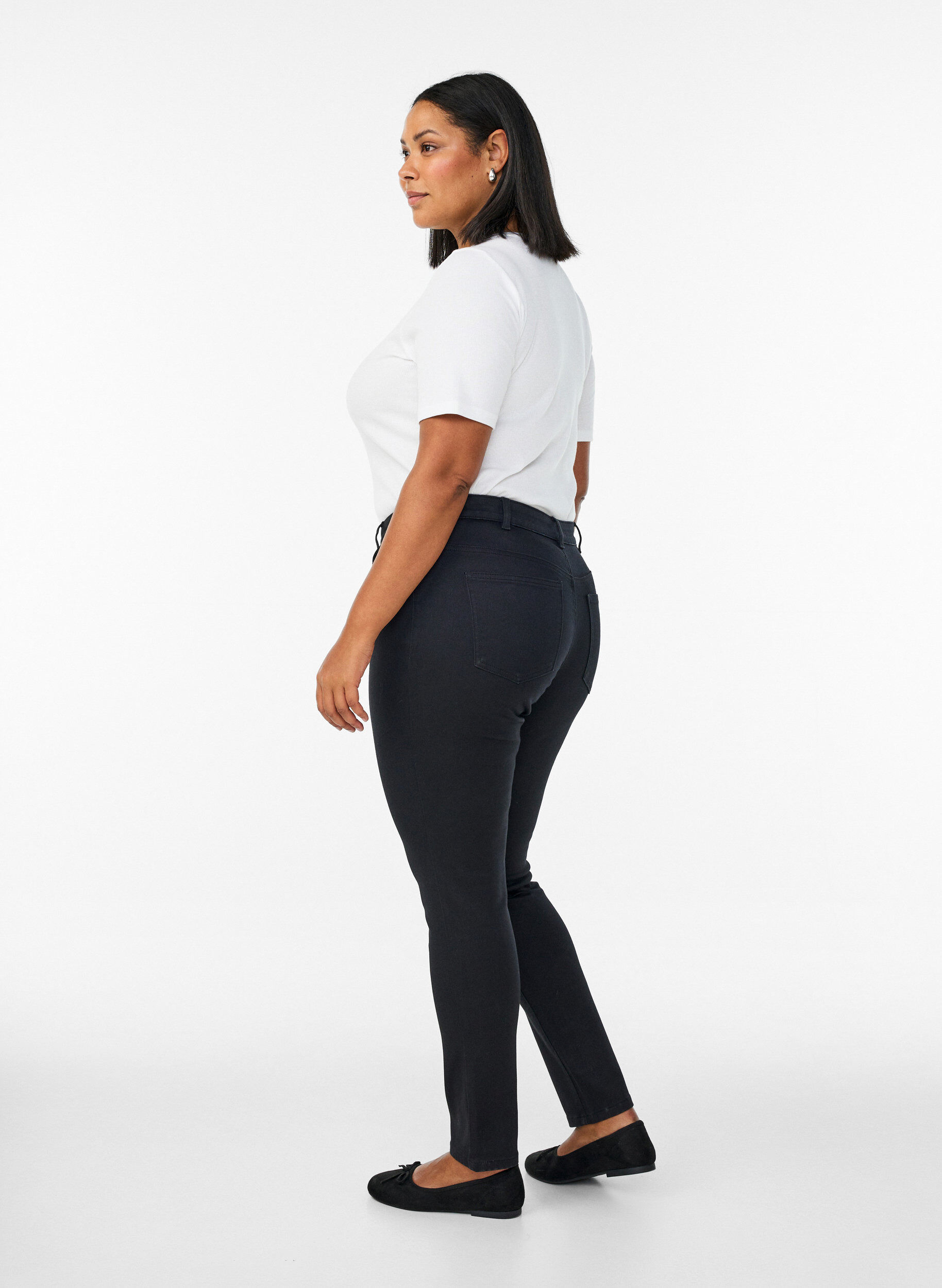 ZizziEmily jeans med smal passform och normal midja, Svart, Model image number 1