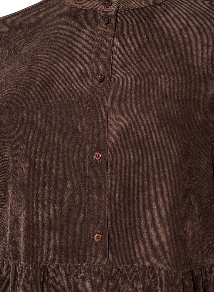 Manchesterkl&auml;nning i A-linje med st&aring;krage, Brun, Packshot image number 2