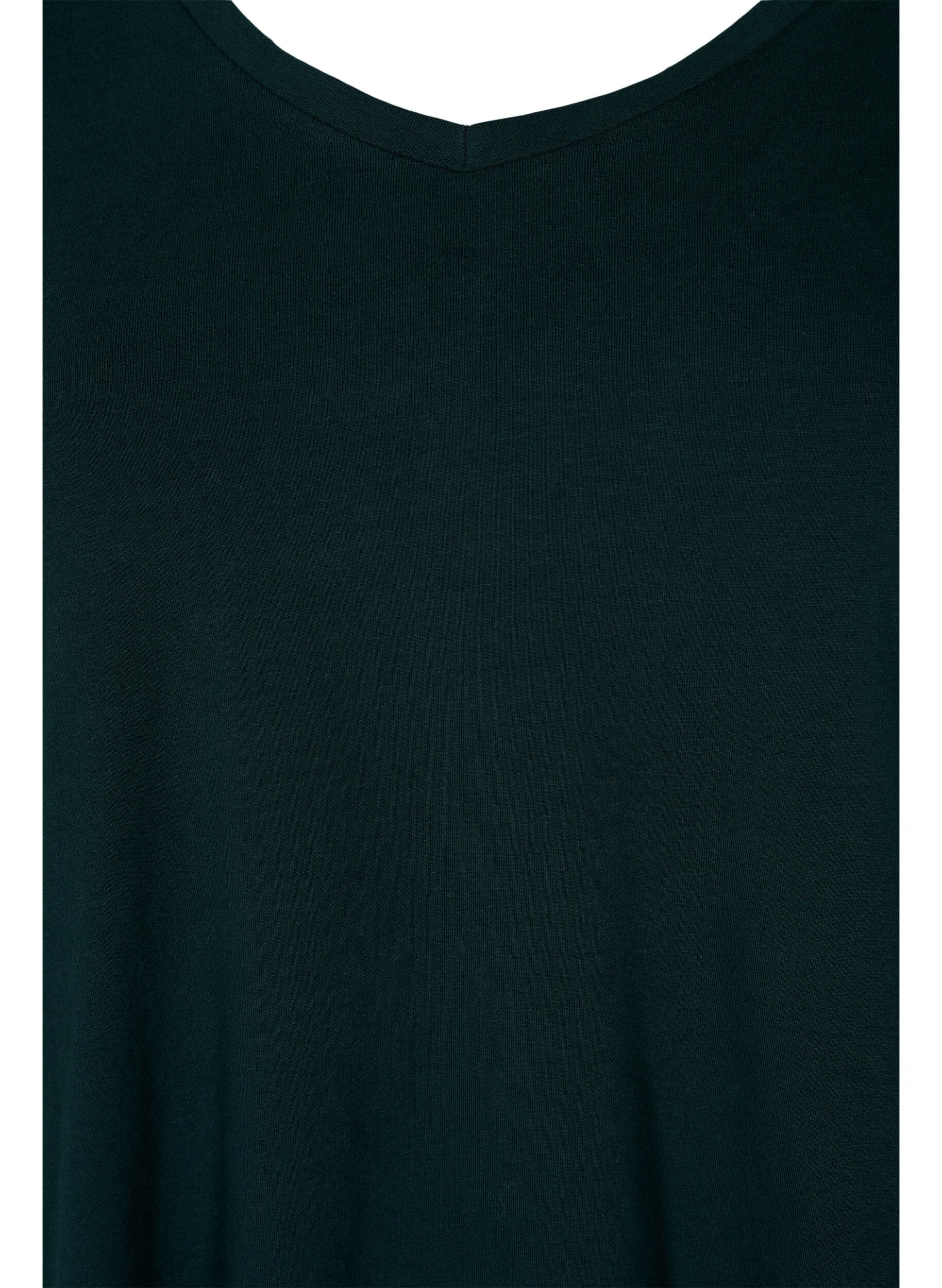 ZizziEnf&auml;rgad t-shirt i bomull, Gr&ouml;n, Packshot image number 2
