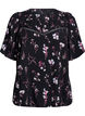 Blommig blus med korta &auml;rmar, Svart, Packshot image number 0