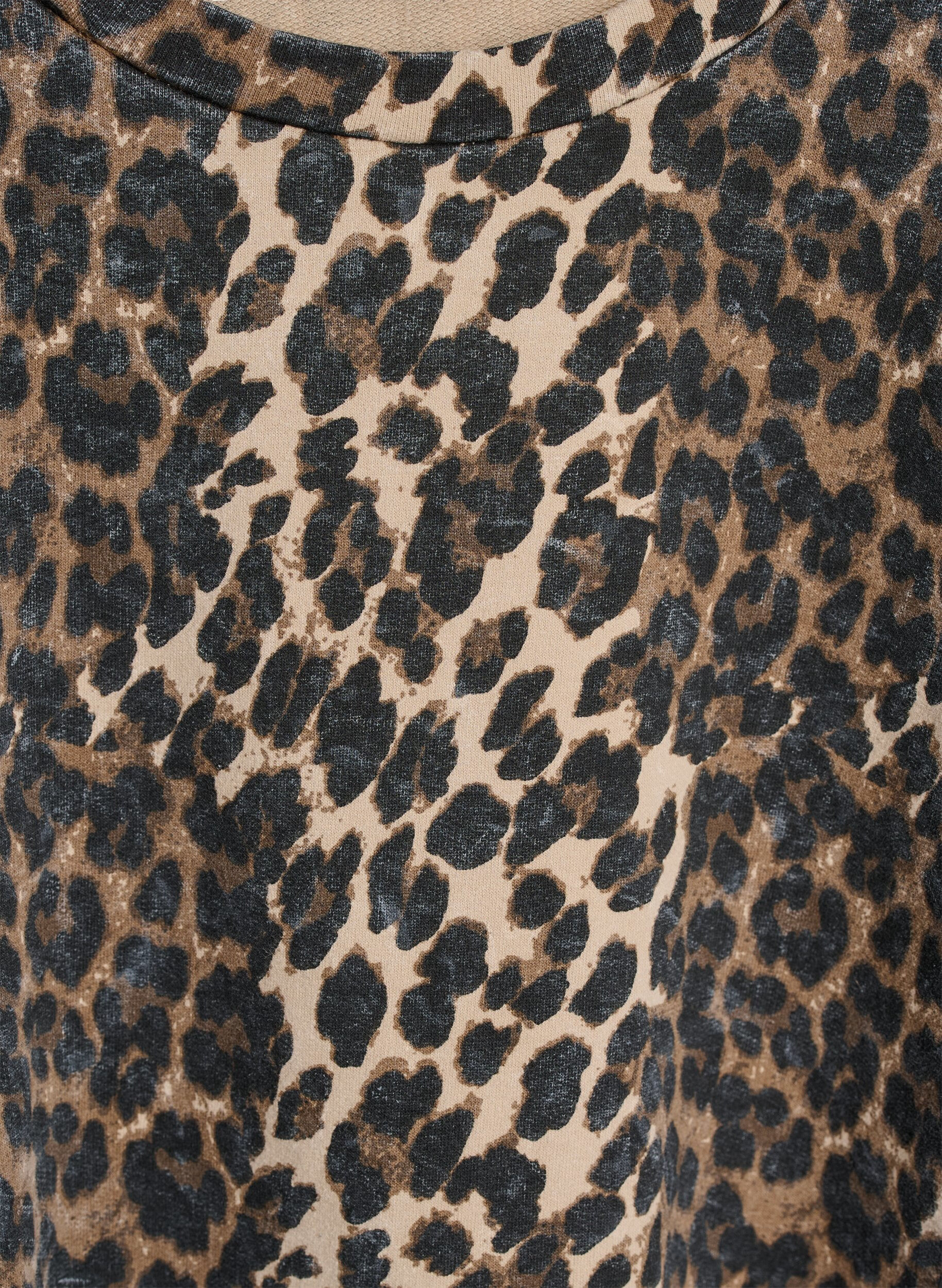 Zizzi Tv&auml;ttad sweatshirt med leopardm&ouml;nster, Brun, Packshot image number 2