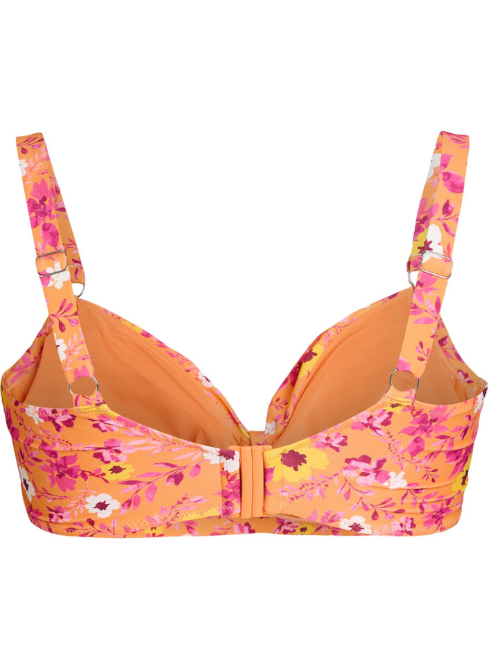 Bikinitopp med bygel och m&ouml;nster, Orange, Packshot image number 1