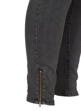 Cropped Amy Jeans med hög midja och dragkedja, Grey Denim, Packshot image number 3