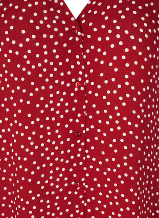 Kortärmad tunika i viskos, Red w. White Dot, Packshot image number 2