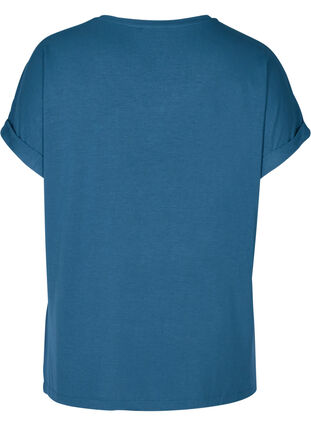 T-shirt i viskosmix med rund hals, Majolica Blue, Packshot image number 1