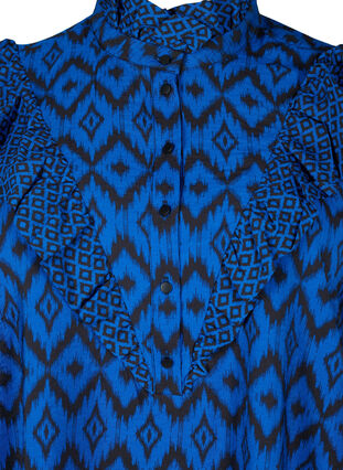 Skjortblus i viskos med fransdetaljer, True blue w. Black, Packshot image number 2