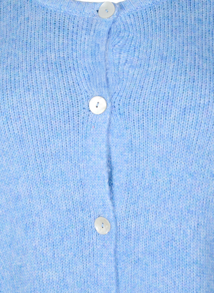 Stickad kofta med ull och knappar, Della R. Blue Mel., Packshot image number 2