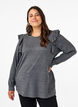 Långärmad blus med volangdetaljer, Dark Grey Melange, Model image number 0