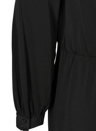 Långärmad klänning med avskärning, Black, Packshot image number 3