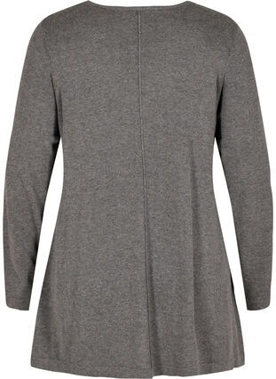 Enfärgad stickad tröja med rund halsringning, Dark Grey Melange, Packshot image number 1