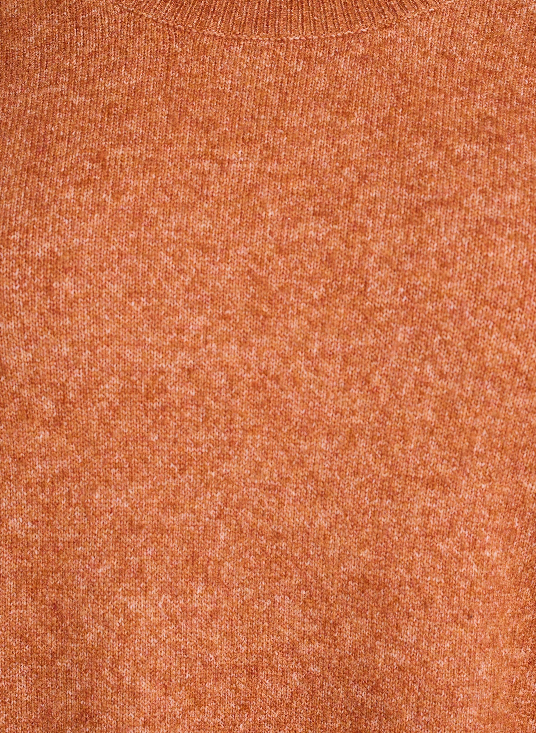 Zizzi L&ouml;st stickad tr&ouml;ja med framtr&auml;dande s&ouml;mmar, Orange, Packshot image number 2