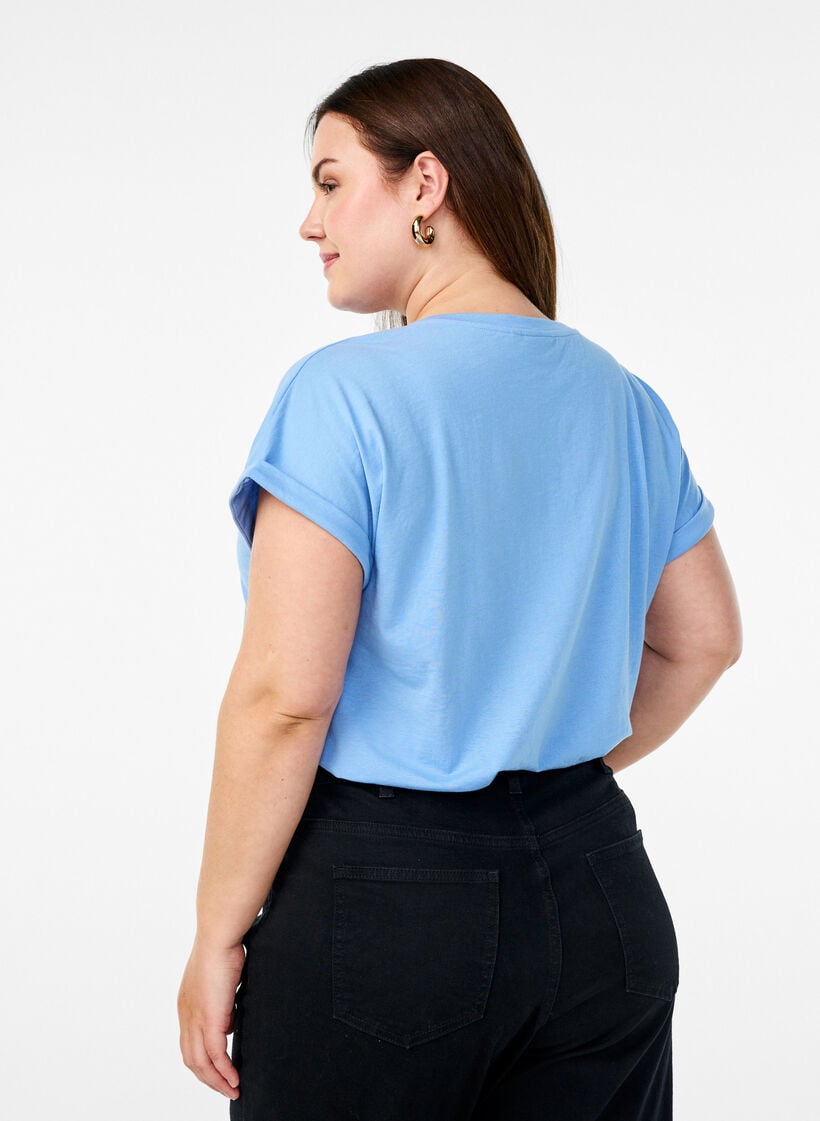 Tv&aring;pack kort&auml;rmade t-shirts, Bl&aring;, Model image number 2