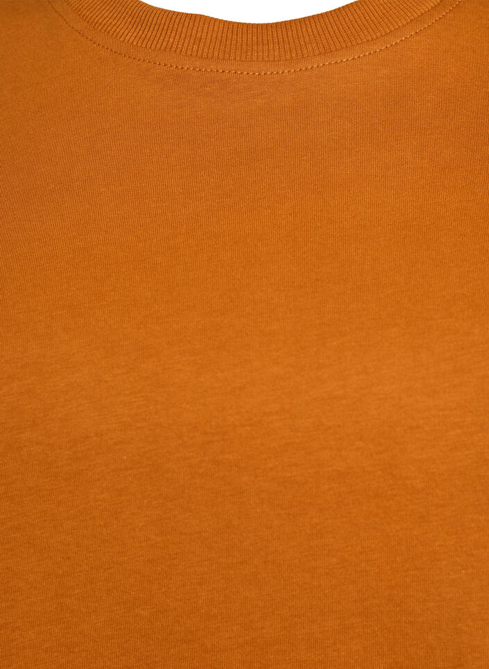 Enkel t-shirt i bomull med rund halsringning, Orange, Packshot image number 2