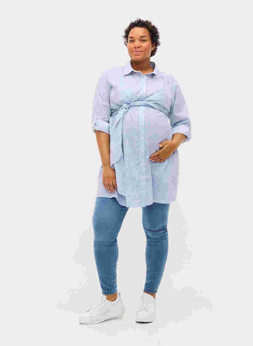 Skjortklänning för gravida i bomull , Blue Stripe, Model image number 3