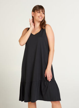 Klänning med feminin skärning, Black, Model image number 0