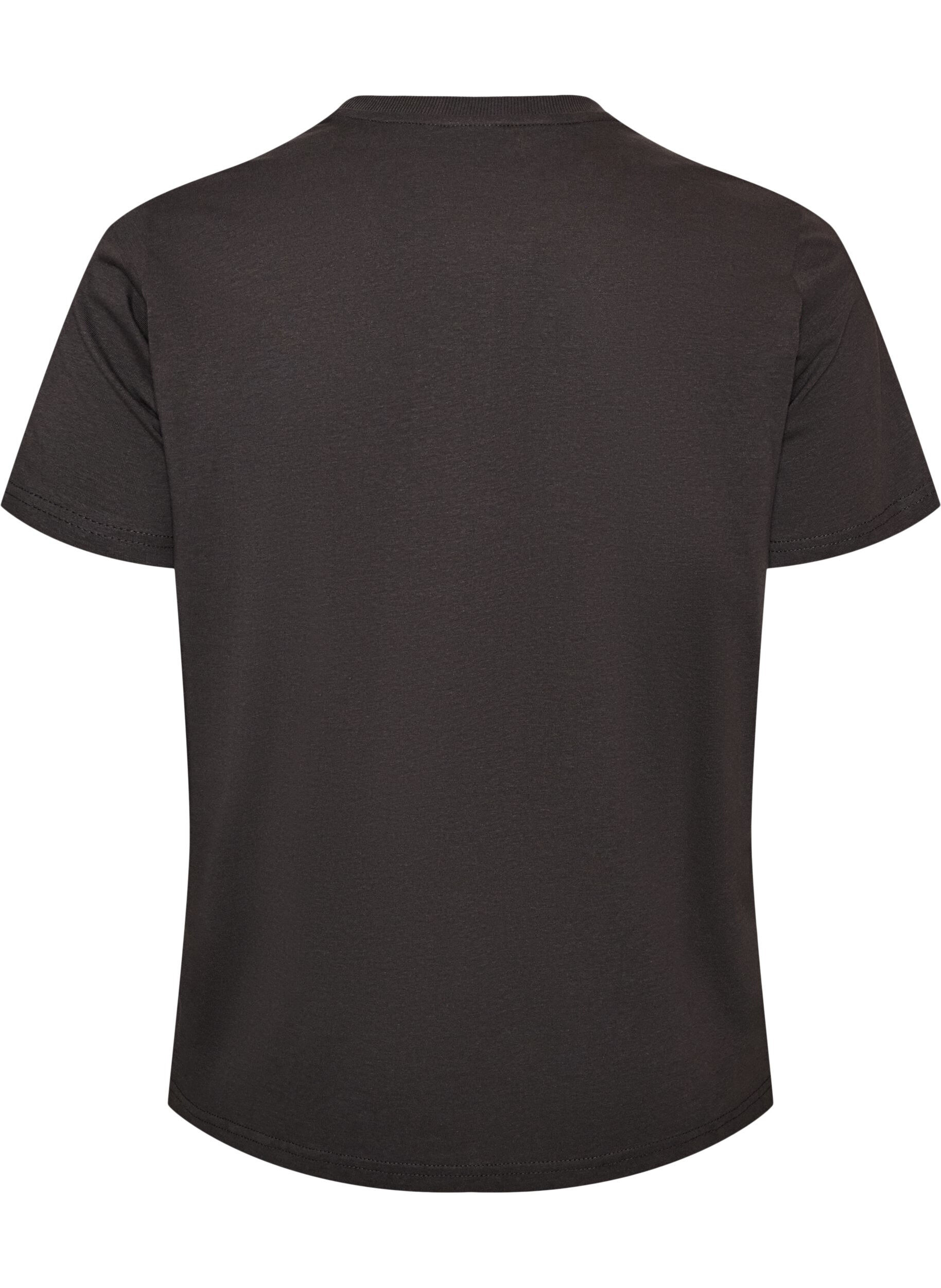 ZizziT-shirt i bomull med tryck framtill, Gr&aring;, Packshot image number 1