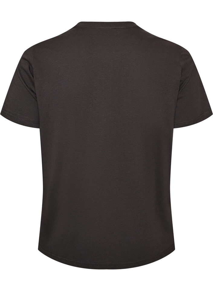 T-shirt i bomull med tryck framtill, Gr&aring;, Packshot image number 1