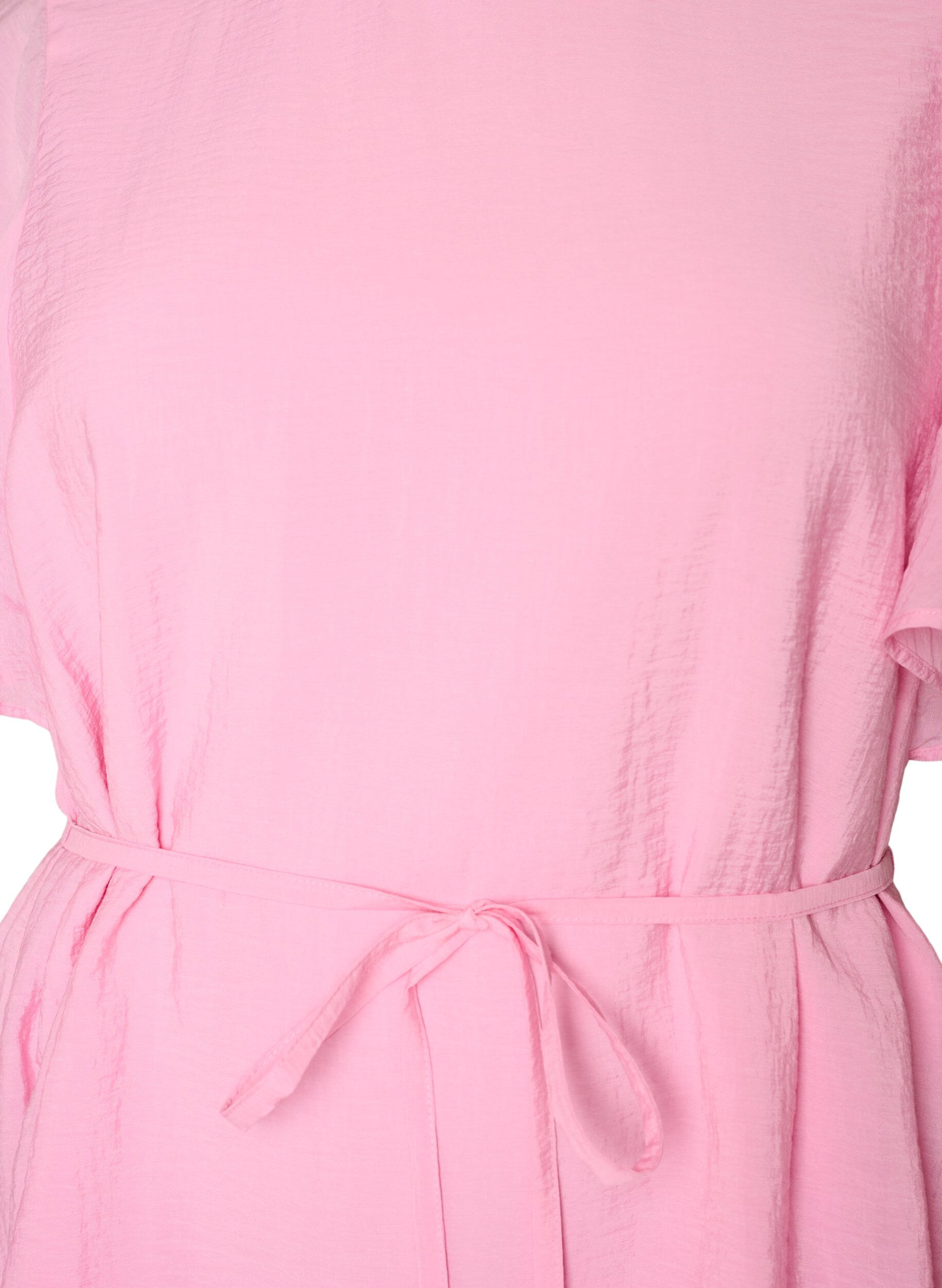 ZizziAnkell&aring;ng kl&auml;nning med fladder&auml;rmar och knytsk&auml;rp i midjan, Rosa, Packshot image number 2