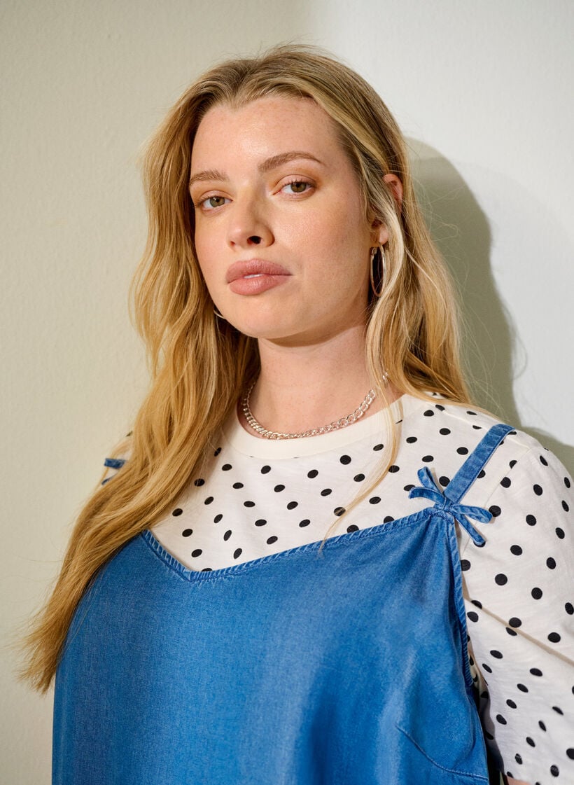 Prickig T-shirt i bomull, Vanilla, Image image number 0