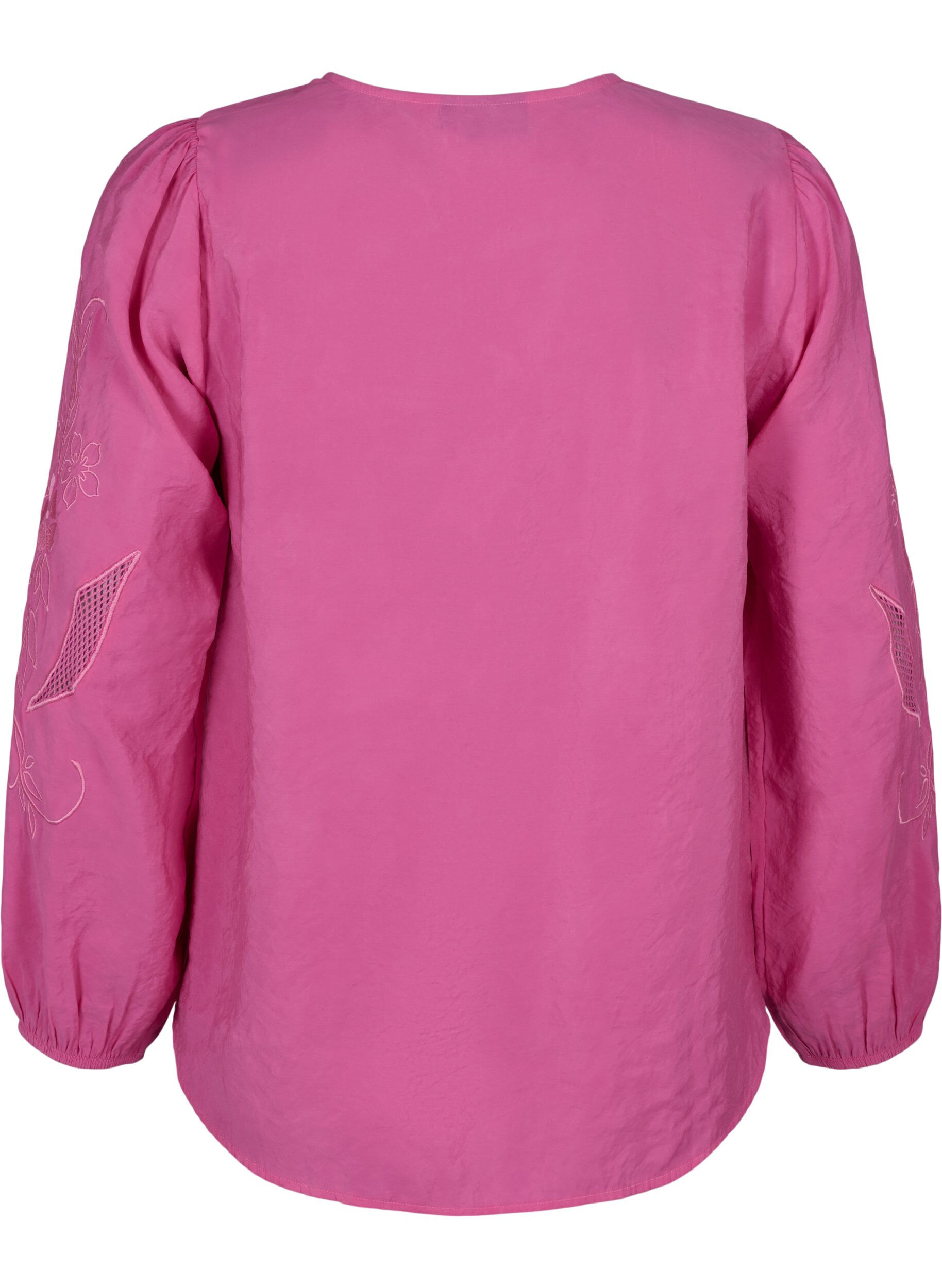 Zizzi Blus i TENCEL&trade; Modal med broderidetaljer, Phlox Pink, Packshot image number 1