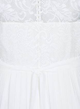 Ärmlös klänning med spets och veck, Star White, Packshot image number 3