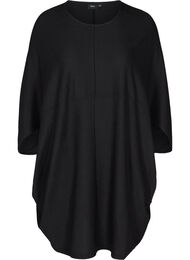 Enfärgad klänning med struktur, Black