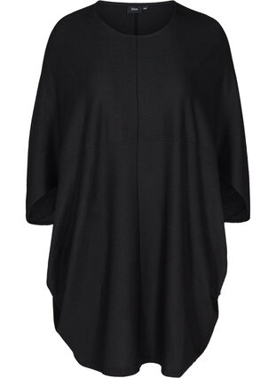Enfärgad klänning med struktur, Black, Packshot image number 0