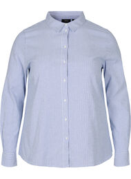 Långärmad skjorta i bomull, Blue Striped
