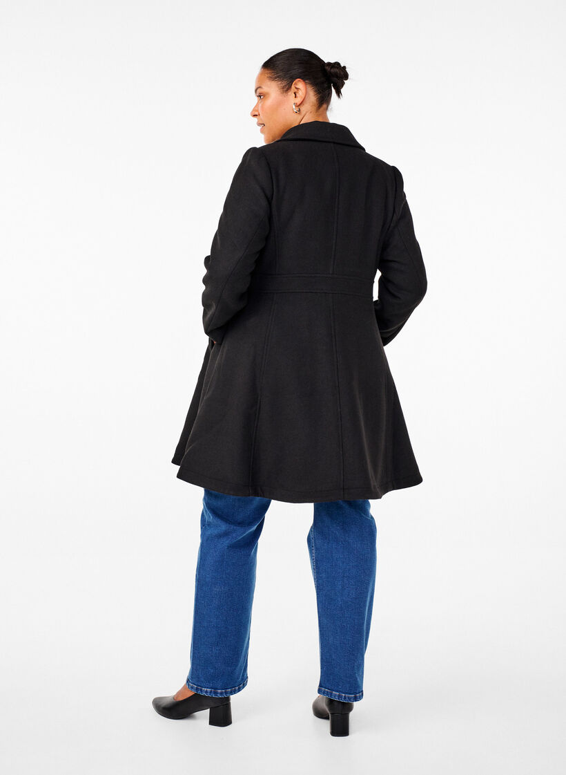 A-linjeformad ullrock med fickor, Svart, Model image number 2