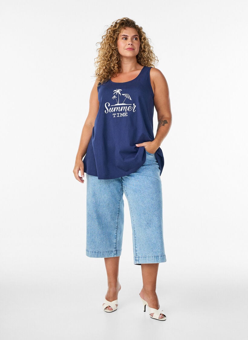 Bomullstopp med a-linjeform, Bl&aring;, Model image number 1