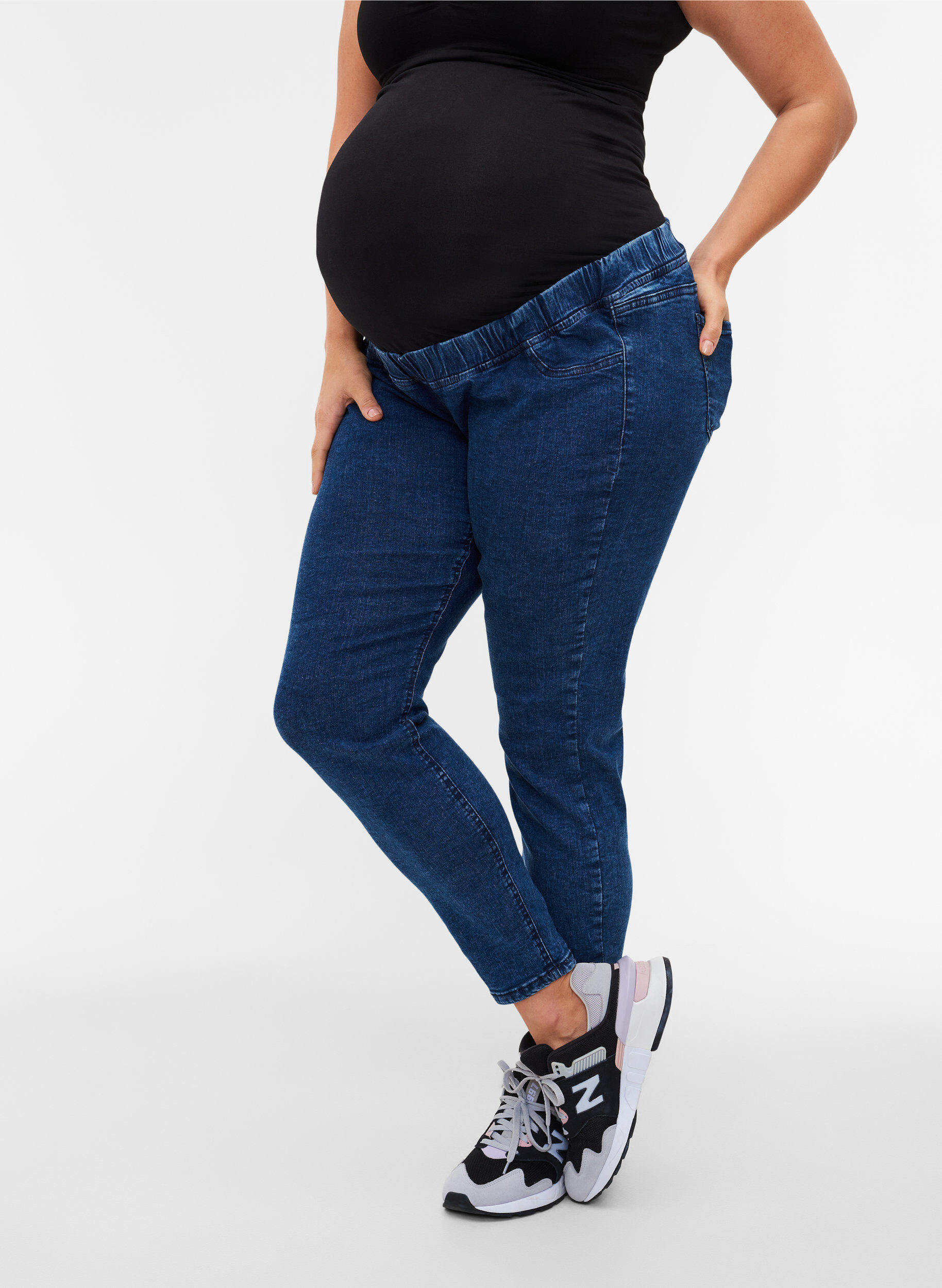 Zizzi Gravidjeggings med bakfickor, Dark blue, Model image number 1