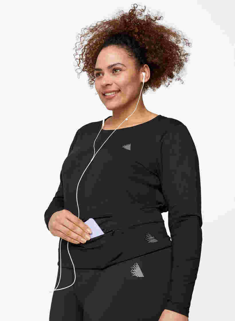Löparbälte med fickor och dragkedjor, Black, Model image number 1