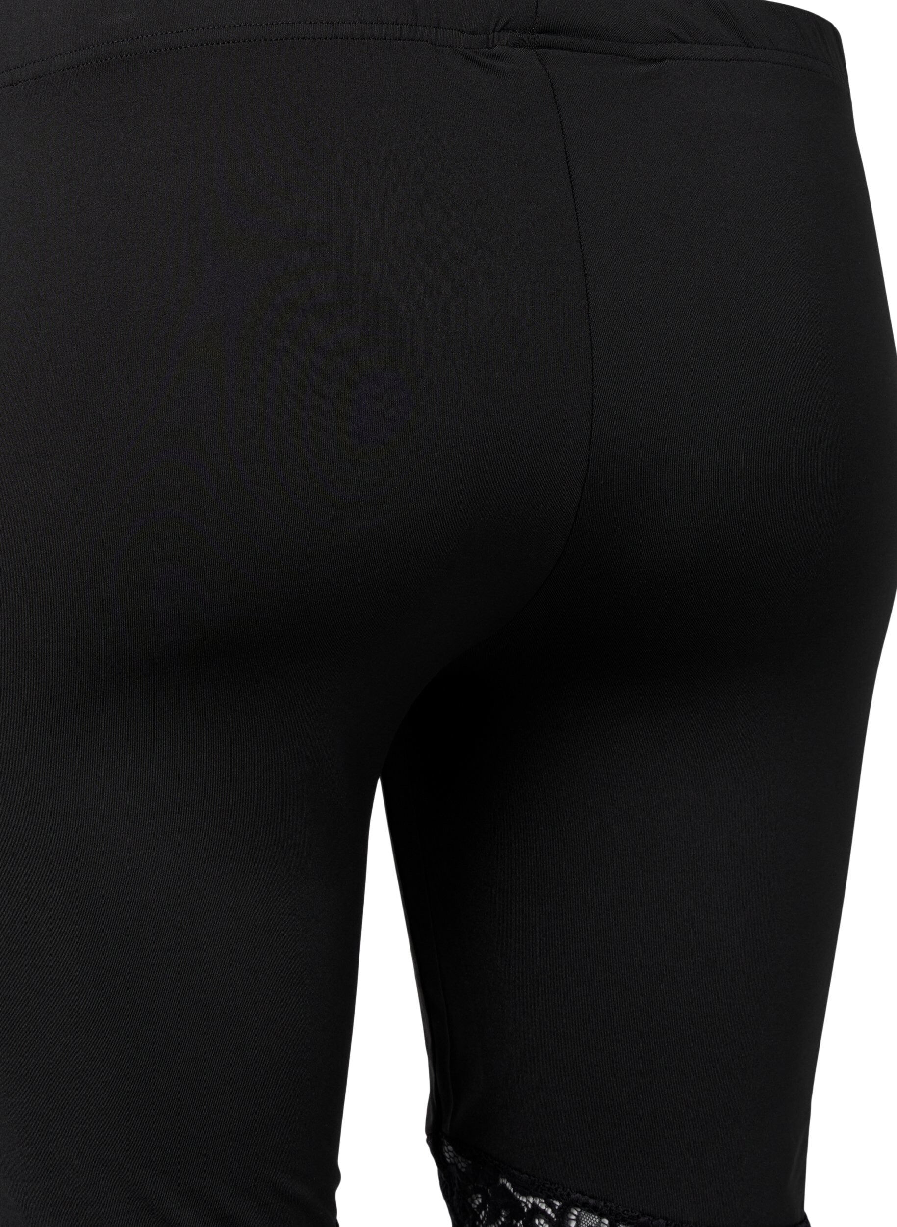 Zizzi 2-pack cykelshorts med spetskant, Black / Black, Packshot image number 2