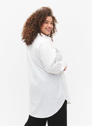 Lång bomullsskjorta, Bright White, Model image number 1