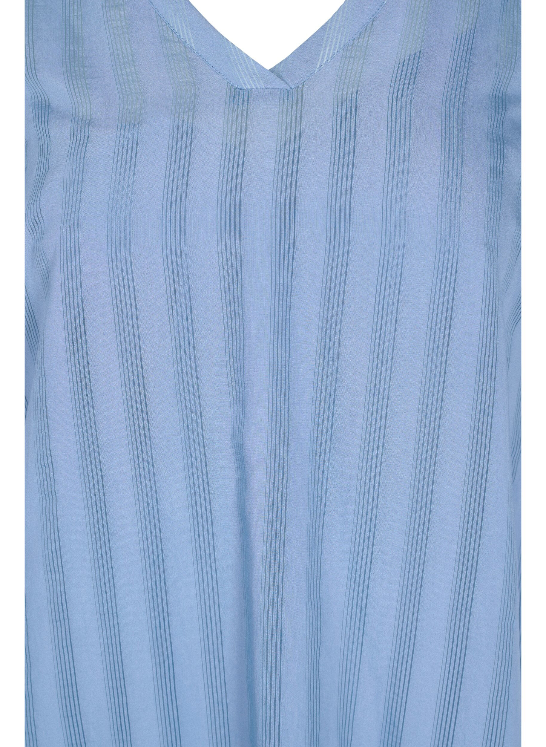 Zizzi Viskoskl&auml;nning med 3/4-&auml;rmar och v-ringad hals, Coronet Blue, Packshot image number 2