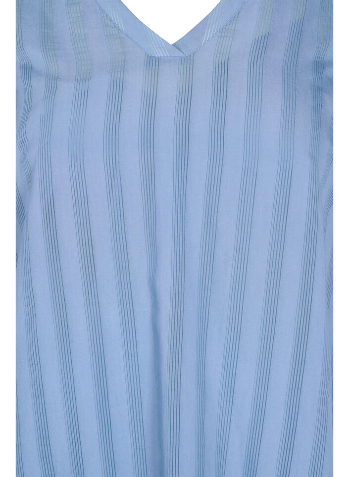 Viskosklänning med 3/4-ärmar och v-ringad hals, Coronet Blue, Packshot image number 2