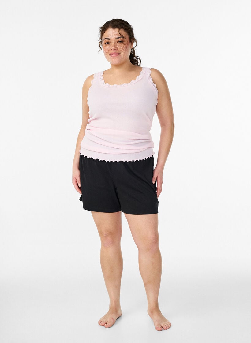 Topp med spetskant, Rosa, Model image number 1