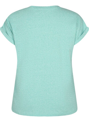 Melerad t-shirt med korta ärmar, Turquoise Mél, Packshot image number 1