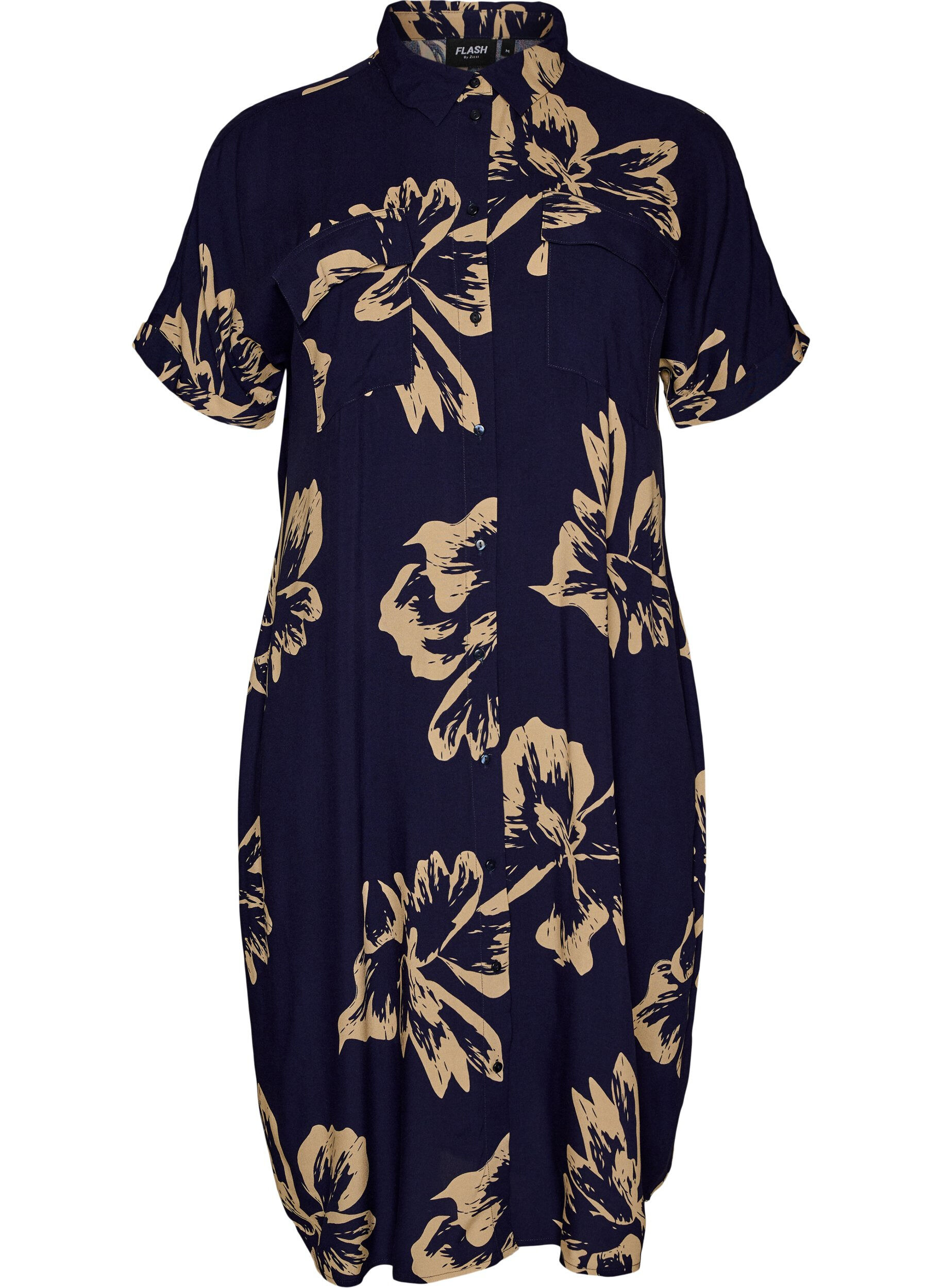 L&aring;ng skjortkl&auml;nning med korta &auml;rmar