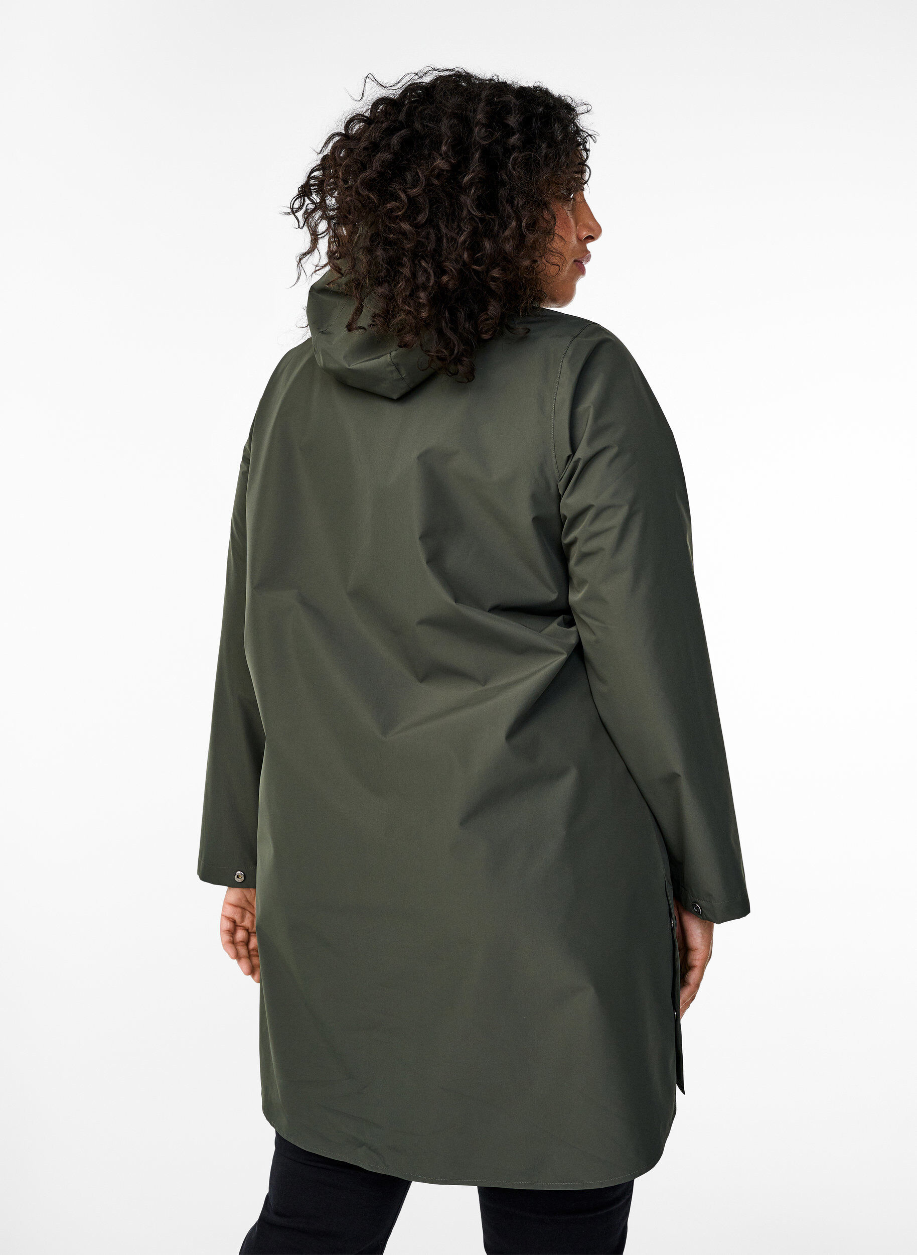 ZizziRegnjacka med fickor och huva, Gr&ouml;n, Model image number 2