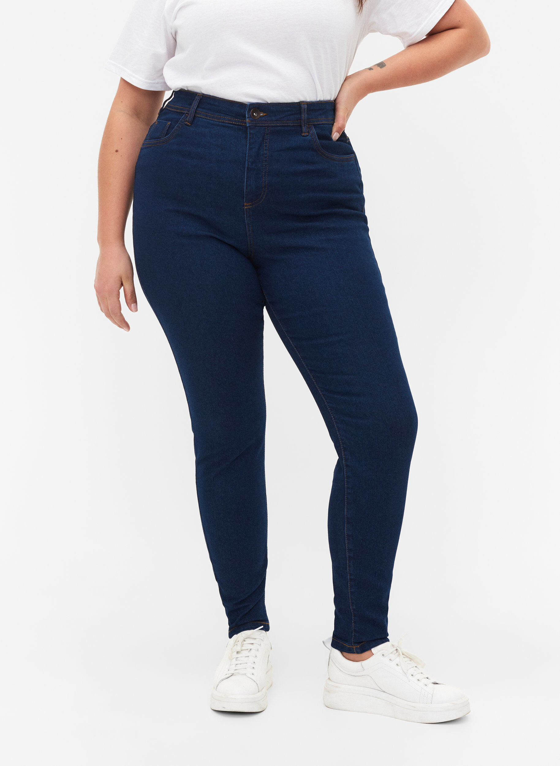 Zizzi FLASH - Jeans med super slim passform, Bl&aring;, Model image number 3