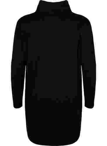 Tunika med långa ärmar och hög krage, Black, Packshot image number 1