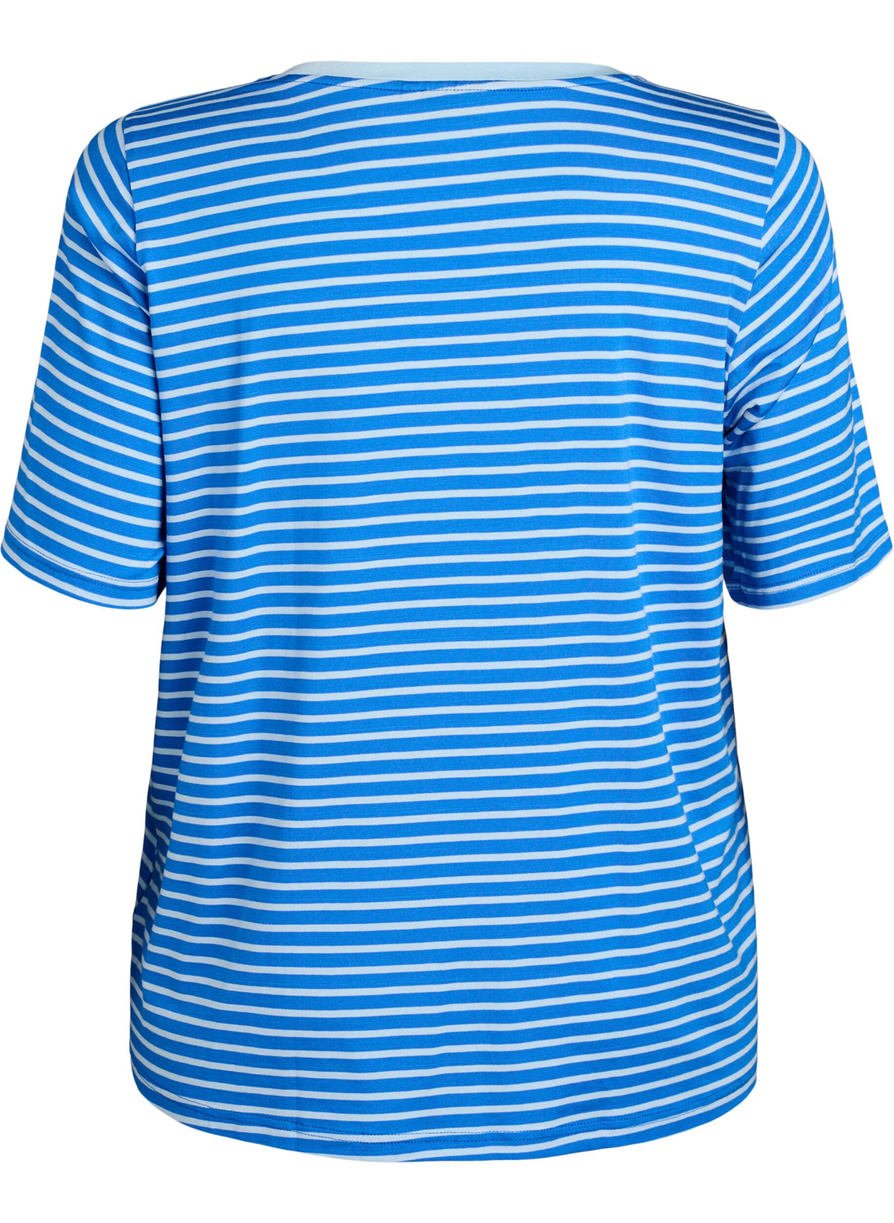 ZizziT-shirt i TENCEL&trade; Lyocell med r&auml;nder, Bl&aring;, Packshot image number 1