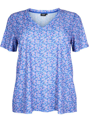 FLASH - V-ringad t-shirt med tryck, Blue Rose Ditsy, Packshot image number 0