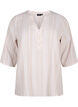 Randig blus i linne- och viskosblandning, Beige, Packshot image number 0