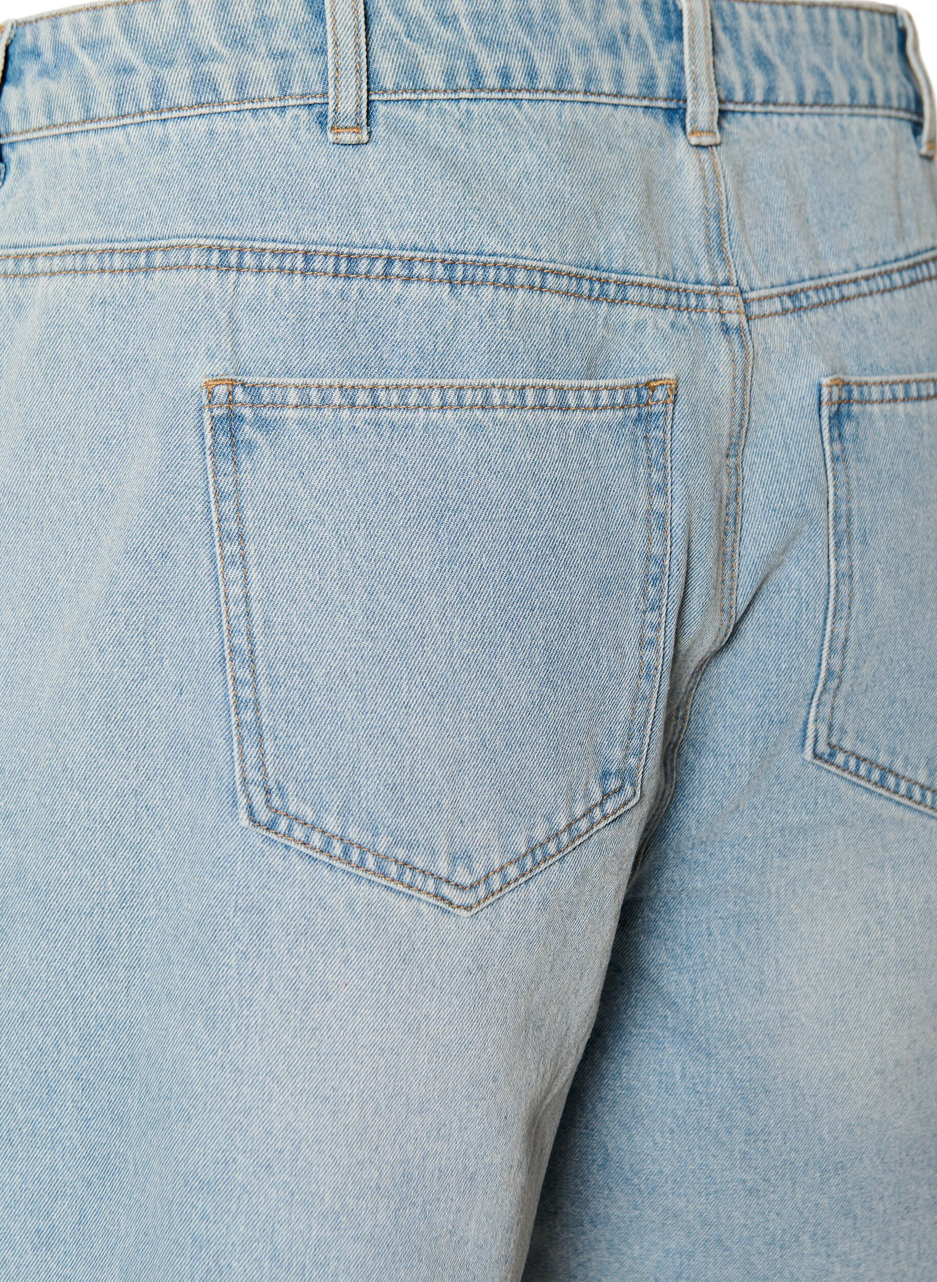 ZizziDenimskorts med omlotteffekt och h&ouml;g midja, Bl&aring;, Packshot image number 3