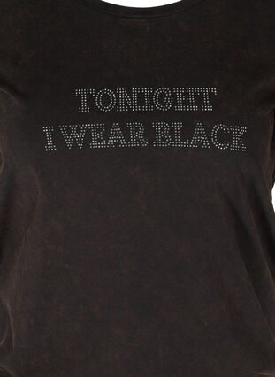 T-shirt i ekologisk bomull med smock i nederkant, Black, Packshot image number 2